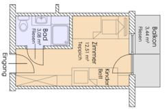 Einzelzimmer    Typ B Nr 205 Schema
