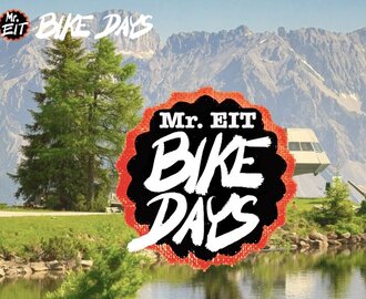 Large bike event logo with mountain view, meadow, trees and modern cable car station | © Reiteralm Bergbahnen