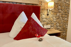 Schlafzimmer Holzofen Detailfoto