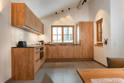 open kitchen area with high-quality equipment